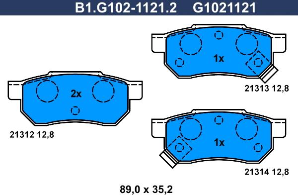 Galfer B1.G102-1121.2 - Гальмівні колодки, дискові гальма autozip.com.ua