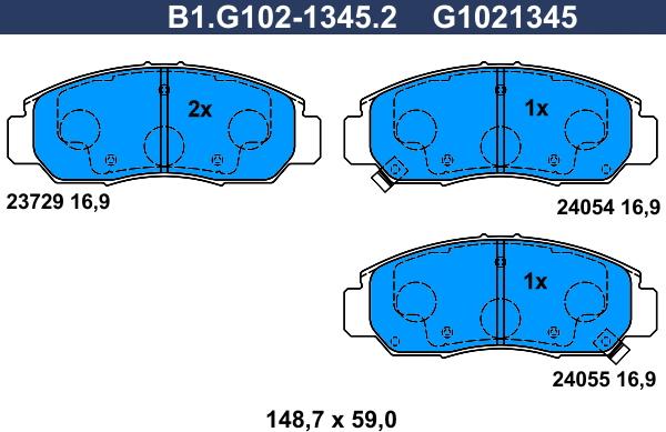 Galfer B1.G102-1345.2 - Гальмівні колодки, дискові гальма autozip.com.ua