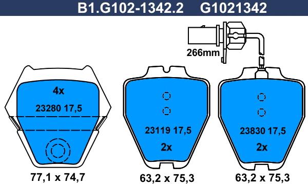 Galfer B1.G102-1342.2 - Гальмівні колодки, дискові гальма autozip.com.ua