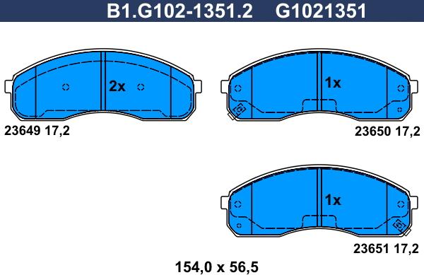 Galfer B1.G102-1351.2 - Гальмівні колодки, дискові гальма autozip.com.ua