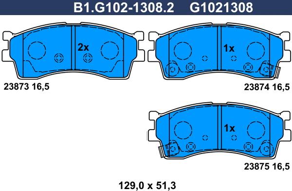 Galfer B1.G102-1308.2 - Гальмівні колодки, дискові гальма autozip.com.ua