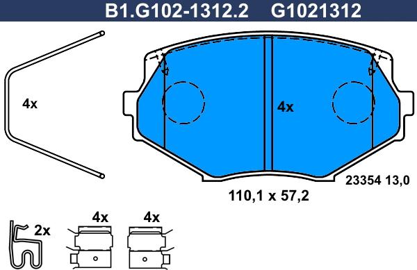 Galfer B1.G102-1312.2 - Гальмівні колодки, дискові гальма autozip.com.ua