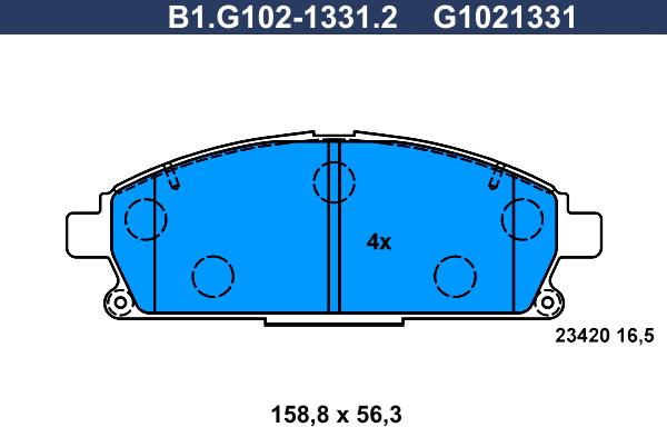 Galfer B1.G102-1331.2 - Гальмівні колодки, дискові гальма autozip.com.ua