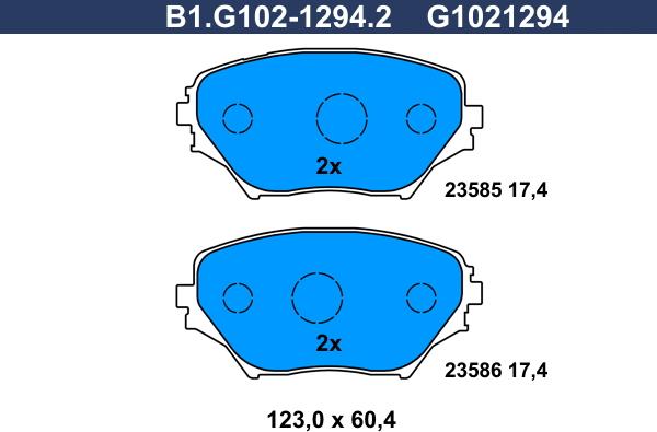 Galfer B1.G102-1294.2 - Гальмівні колодки, дискові гальма autozip.com.ua