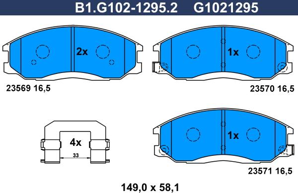 Galfer B1.G102-1295.2 - Гальмівні колодки, дискові гальма autozip.com.ua