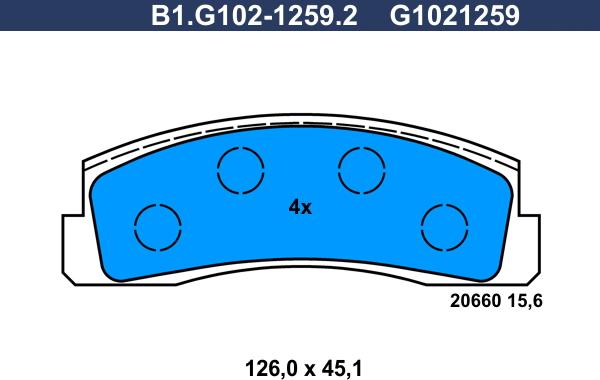 Galfer B1.G102-1259.2 - Гальмівні колодки, дискові гальма autozip.com.ua