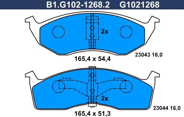 Galfer B1.G102-1268.2 - Гальмівні колодки, дискові гальма autozip.com.ua