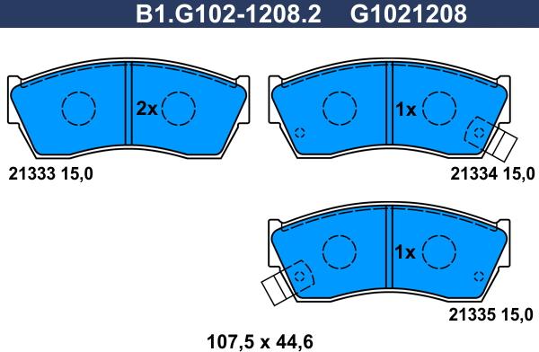 Galfer B1.G102-1208.2 - Гальмівні колодки, дискові гальма autozip.com.ua