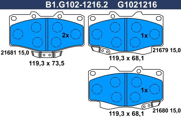 Galfer B1.G102-1216.2 - Гальмівні колодки, дискові гальма autozip.com.ua