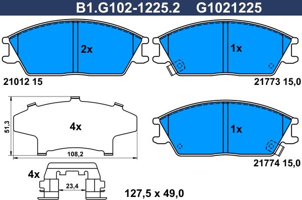 Galfer B1.G102-1225.2 - Гальмівні колодки, дискові гальма autozip.com.ua