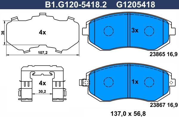 Galfer B1.G120-5418.2 - Гальмівні колодки, дискові гальма autozip.com.ua
