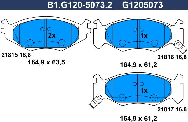 Galfer B1.G120-5073.2 - Гальмівні колодки, дискові гальма autozip.com.ua