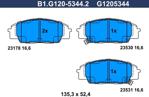 Galfer B1.G120-5344.2 - Гальмівні колодки, дискові гальма autozip.com.ua