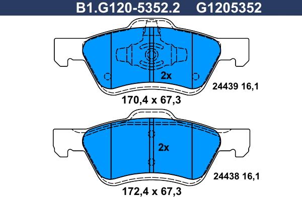 Galfer B1.G120-5352.2 - Гальмівні колодки, дискові гальма autozip.com.ua