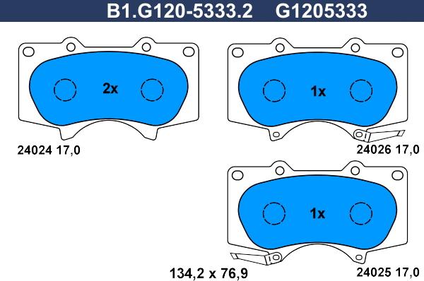 Galfer B1.G120-5333.2 - Гальмівні колодки, дискові гальма autozip.com.ua