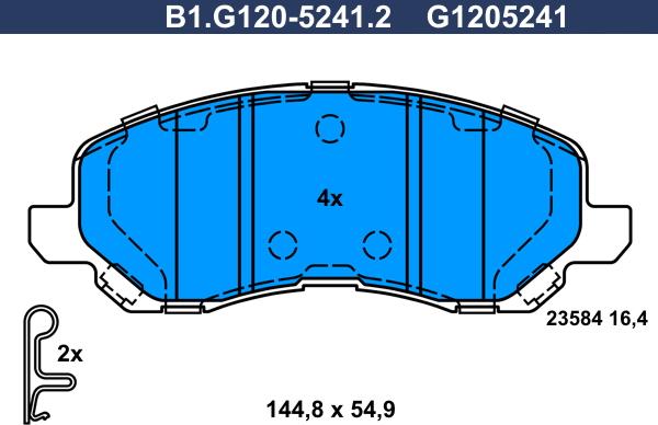 Galfer B1.G120-5241.2 - Гальмівні колодки, дискові гальма autozip.com.ua