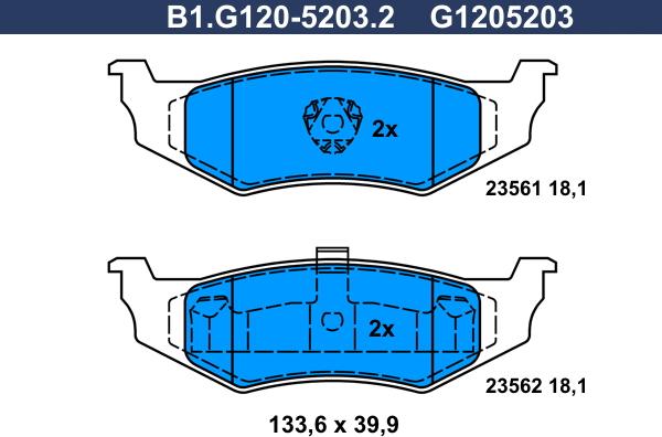 Galfer B1.G120-5203.2 - Гальмівні колодки, дискові гальма autozip.com.ua