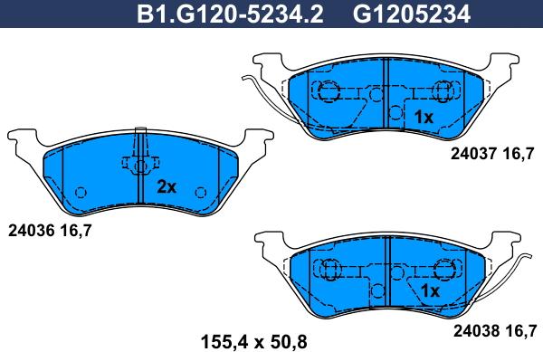 Galfer B1.G120-5234.2 - Гальмівні колодки, дискові гальма autozip.com.ua