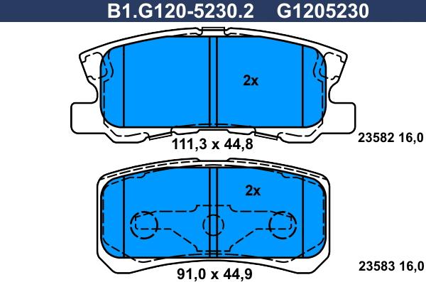 Galfer B1.G120-5230.2 - Гальмівні колодки, дискові гальма autozip.com.ua