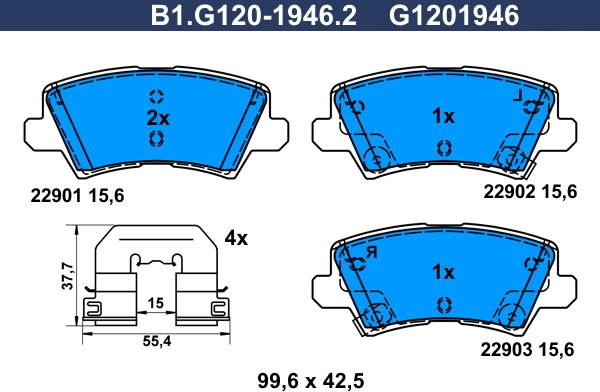 Galfer B1.G120-1946.2 - Гальмівні колодки, дискові гальма autozip.com.ua