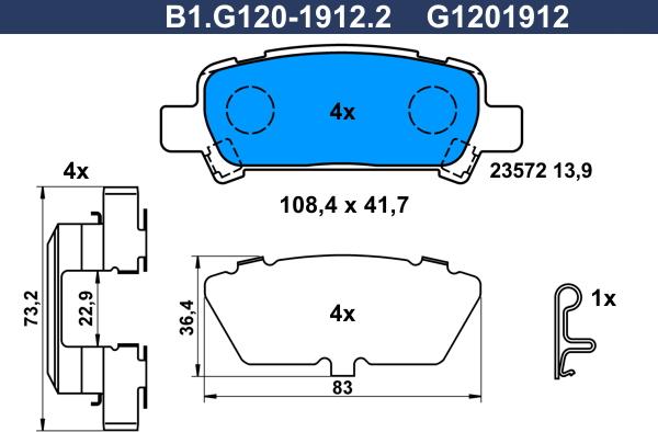 Galfer B1.G120-1912.2 - Гальмівні колодки, дискові гальма autozip.com.ua
