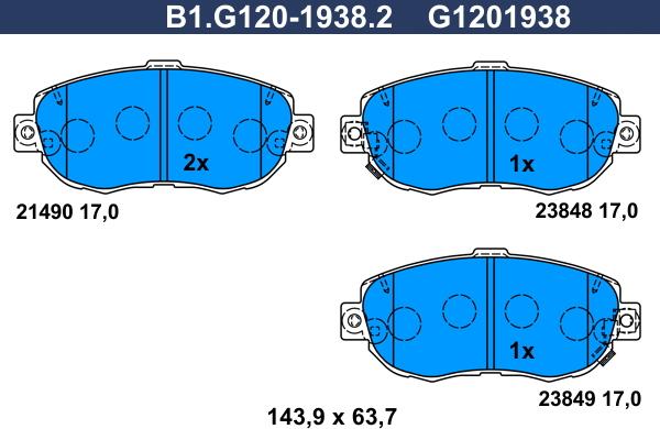 Galfer B1.G120-1938.2 - Гальмівні колодки, дискові гальма autozip.com.ua