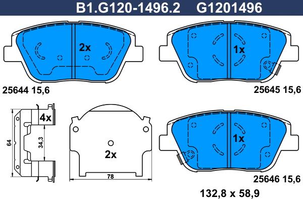 Galfer B1.G120-1496.2 - Гальмівні колодки, дискові гальма autozip.com.ua