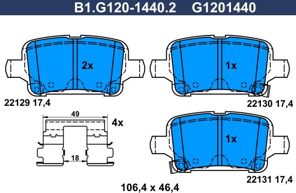 Galfer B1.G120-1440.2 - Гальмівні колодки, дискові гальма autozip.com.ua