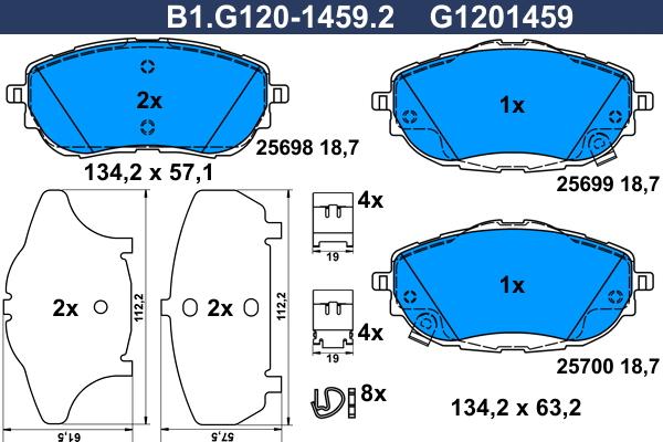 Galfer B1.G120-1459.2 - Гальмівні колодки, дискові гальма autozip.com.ua