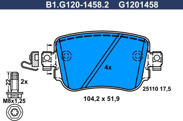 Galfer B1.G120-1458.2 - Гальмівні колодки, дискові гальма autozip.com.ua