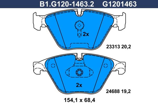 Galfer B1.G120-1463.2 - Гальмівні колодки, дискові гальма autozip.com.ua