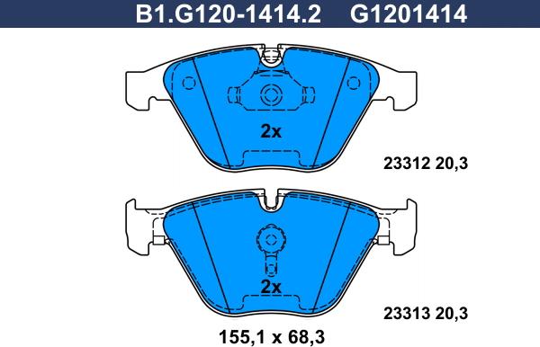 Galfer B1.G120-1414.2 - Гальмівні колодки, дискові гальма autozip.com.ua