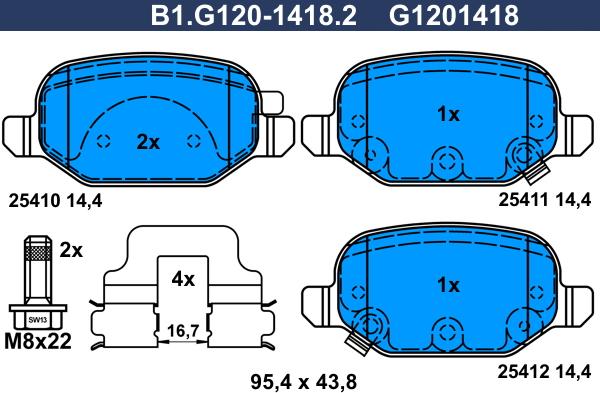 Galfer B1.G120-1418.2 - Гальмівні колодки, дискові гальма autozip.com.ua