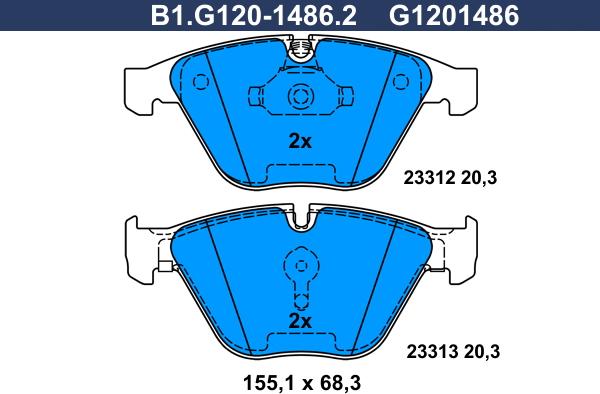 Galfer B1.G120-1486.2 - Гальмівні колодки, дискові гальма autozip.com.ua