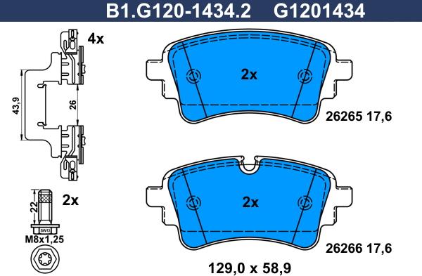 Galfer B1.G120-1434.2 - Гальмівні колодки, дискові гальма autozip.com.ua