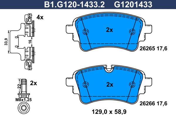 Galfer B1.G120-1433.2 - Гальмівні колодки, дискові гальма autozip.com.ua
