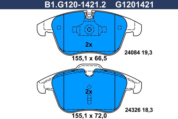 Galfer B1.G120-1421.2 - Гальмівні колодки, дискові гальма autozip.com.ua