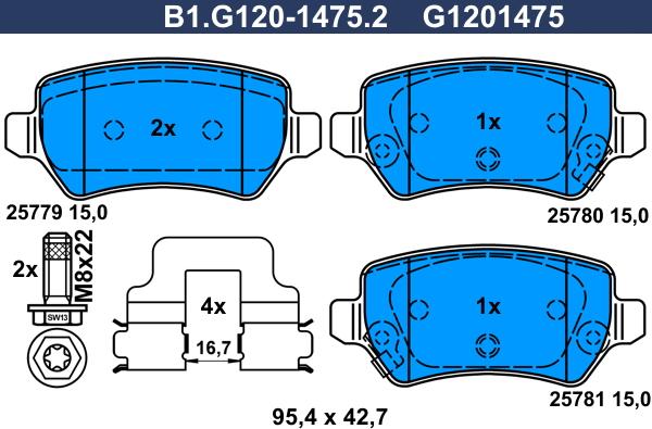 Galfer B1.G120-1475.2 - Гальмівні колодки, дискові гальма autozip.com.ua