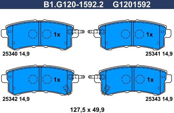 Galfer B1.G120-1592.2 - Гальмівні колодки, дискові гальма autozip.com.ua