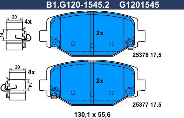 Galfer B1.G120-1545.2 - Гальмівні колодки, дискові гальма autozip.com.ua