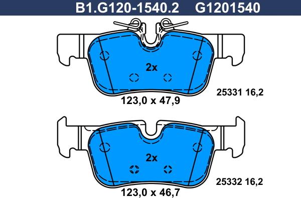 Galfer B1.G120-1540.2 - Гальмівні колодки, дискові гальма autozip.com.ua