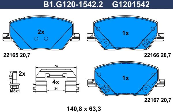 Galfer B1.G120-1542.2 - Гальмівні колодки, дискові гальма autozip.com.ua