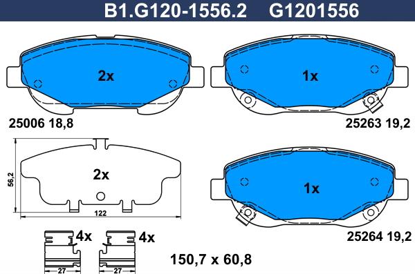 Galfer B1.G120-1556.2 - Гальмівні колодки, дискові гальма autozip.com.ua
