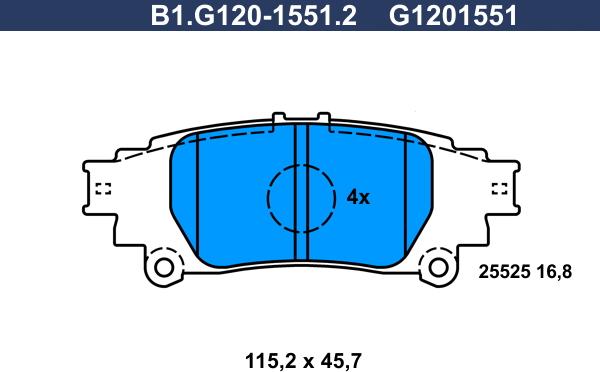 Galfer B1.G120-1551.2 - Гальмівні колодки, дискові гальма autozip.com.ua