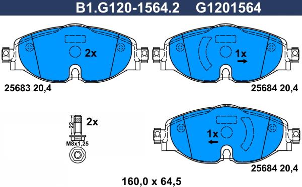 Galfer B1.G120-1564.2 - Гальмівні колодки, дискові гальма autozip.com.ua