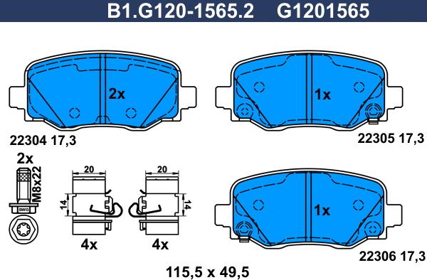 Galfer B1.G120-1565.2 - Гальмівні колодки, дискові гальма autozip.com.ua