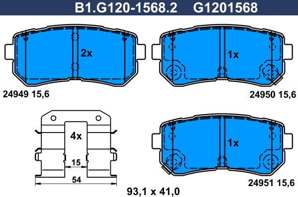 Galfer B1.G120-1568.2 - Гальмівні колодки, дискові гальма autozip.com.ua