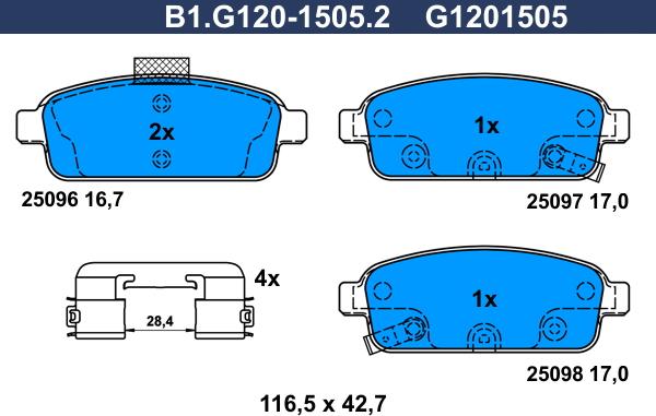 Galfer B1.G120-1505.2 - Гальмівні колодки, дискові гальма autozip.com.ua