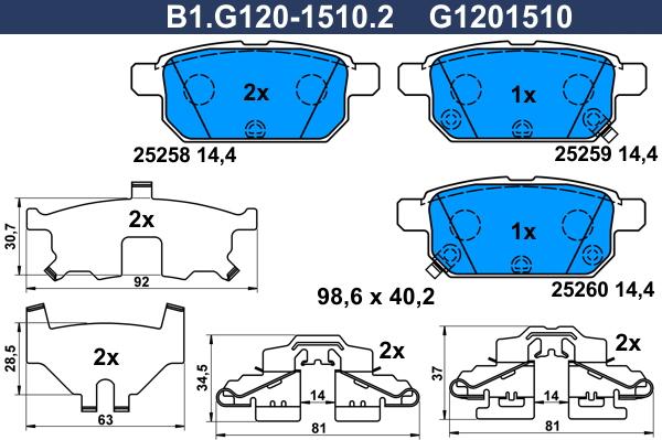 Galfer B1.G120-1510.2 - Гальмівні колодки, дискові гальма autozip.com.ua