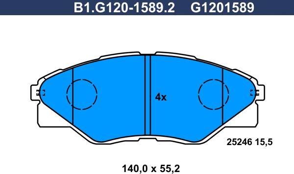 Galfer B1.G120-1589.2 - Гальмівні колодки, дискові гальма autozip.com.ua